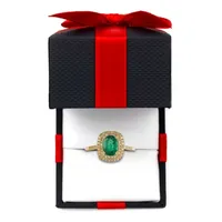 Womens Genuine Emerald & 1/3 CT. T.W. Diamond 10K Gold Cocktail Ring