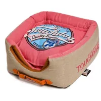 The Pet Life Touchdog Convertible and Reversible Vintage Printed Squared 2-in-1 Collapsible House Bed