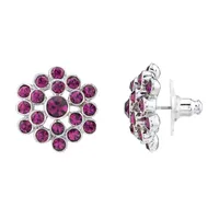 1928 Silver Tone Crystal 16mm Round Stud Earrings