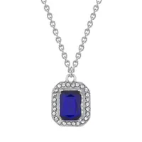 1928 Silver Tone Crystal 16 Inch Link Pendant Necklace