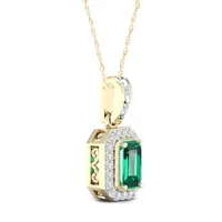 Womens Genuine Green Emerald 10K Gold Pendant Necklace