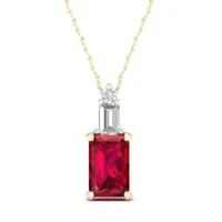 Womens Lead Glass-Filled Red Ruby 10K Gold Pendant Necklace