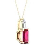 Womens Lead Glass-Filled Red Ruby 10K Gold Pendant Necklace