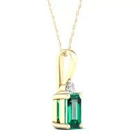 Womens Genuine Green Emerald 10K Gold Pendant Necklace