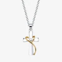 Footnotes Faith Cubic Zirconia Sterling Silver 16 Inch Cable Cross Pendant Necklace