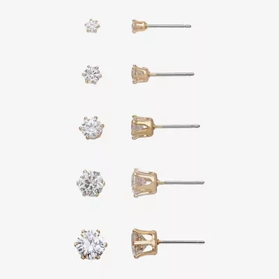 Mixit Hypoallergenic 5 Pair Cubic Zirconia Earring Set