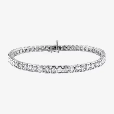 3 CT. T.W. Natural White Diamond Sterling Silver 7.25 Inch Tennis Bracelet