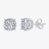 1 CT. T.W. Mined White Diamond Sterling Silver 7.1mm Stud Earrings