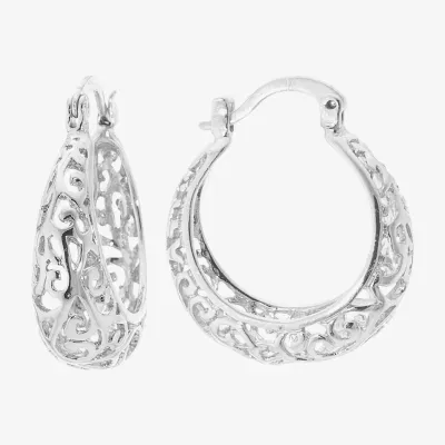 Pure Silver Over Brass Hoop Earrings