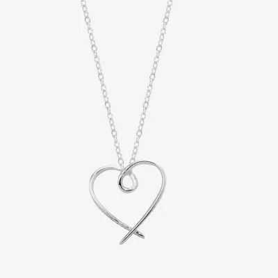 Footnotes Friend Sterling Silver 16 Inch Cable Heart Pendant Necklace