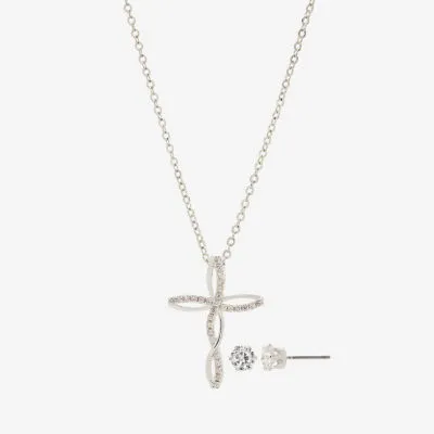 Sparkle Allure 2-pc. Crystal Pure Silver Over Brass Cross Jewelry Set