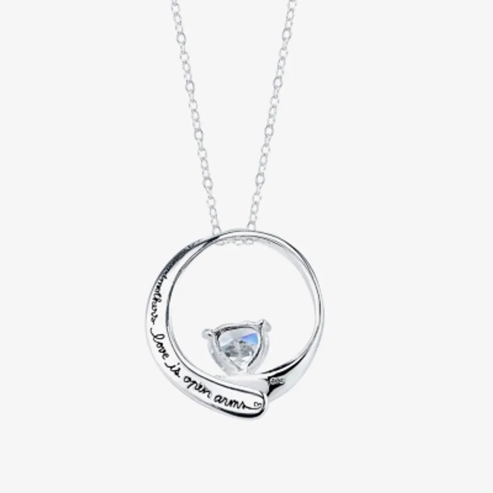 Footnotes Grandmother Cubic Zirconia Sterling Silver 16 Inch Cable Round Pendant Necklace