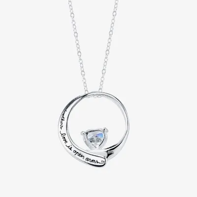 Footnotes Grandmother Cubic Zirconia Sterling Silver 16 Inch Cable Round Pendant Necklace