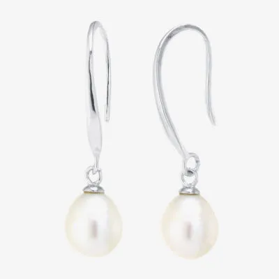 Silver Treasures Cultured Freshwater Pearl Sterling Silver Pear Drop Earrings