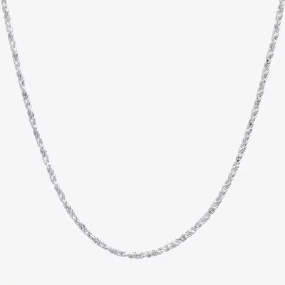 Silver Treasures Made Italy Sterling 16-24" Round Sparkle Chain Necklace