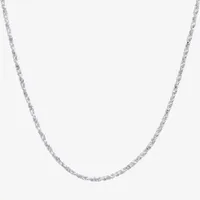 Silver Treasures Made Italy Sterling 16-24" Round Sparkle Chain Necklace