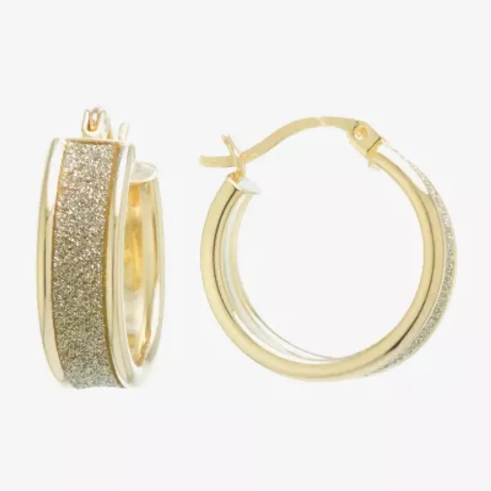 Silver Reflections Womens 24K Gold Over Brass 20mm Hoop Earrings
