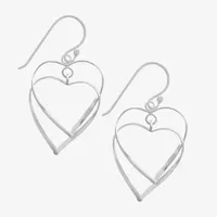 Silver Treasures Sterling Silver Heart Drop Earrings