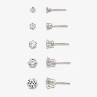 Mixit Hypoallergenic 5 Pair Cubic Zirconia Earring Set