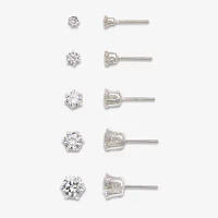 Mixit Hypoallergenic 5 Pair Cubic Zirconia Earring Set