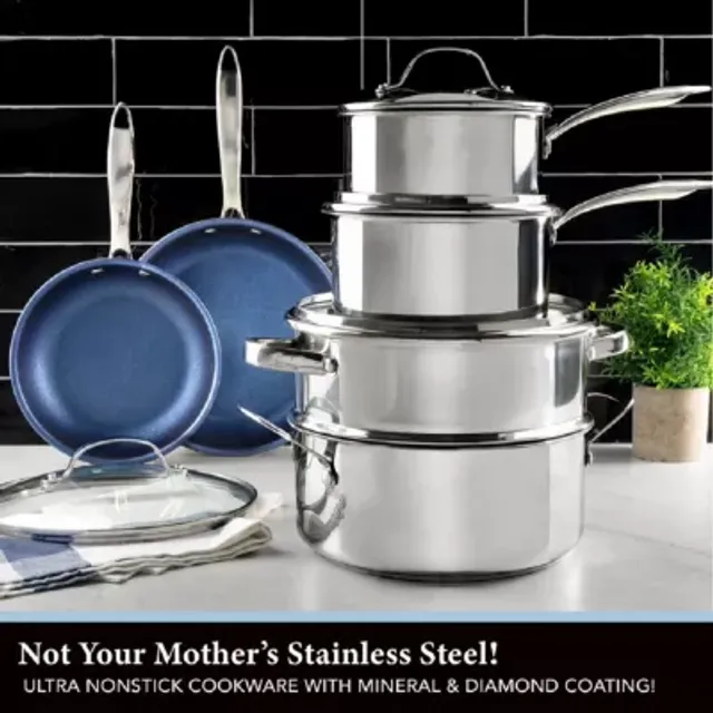 KitchenAid 10-pc. Stainless Steel Cookware Set, Color: Silver - JCPenney