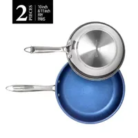 Granitestone Stainless Steel Blue 2-pc Nonstick Frying Pan Set