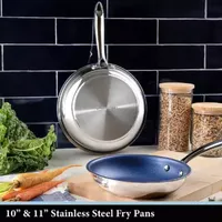 Granitestone Stainless Steel Blue 2-pc Nonstick Frying Pan Set