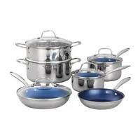 Granitestone Stainless Steel Blue 10-pc. Cookware Set