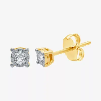 (G / SI1-SI2) Ever Star 1/10 CT. T.W. Lab Grown White Diamond Sterling Silver or 14K Gold over 4.9mm Stud Earrings