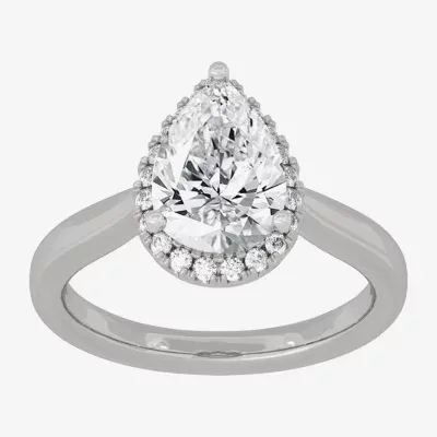 (H-I / Si1-Si2) Womens 2 1/4 CT. T.W. Lab Grown White Diamond 10K Gold Pear Halo Engagement Ring