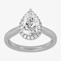 (H-I / Si1-Si2) Womens 2 1/4 CT. T.W. Lab Grown White Diamond 10K Gold Pear Halo Engagement Ring