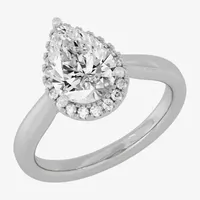 (H-I / Si1-Si2) Womens 2 1/4 CT. T.W. Lab Grown White Diamond 10K Gold Pear Halo Engagement Ring