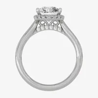 (H-I / Si1-Si2) Womens 2 1/4 CT. T.W. Lab Grown White Diamond 10K Gold Pear Halo Engagement Ring