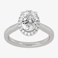 (H-I / Si1-Si2) Womens 2 1/4 CT. T.W. Lab Grown White Diamond 10K Gold Oval Halo Engagement Ring