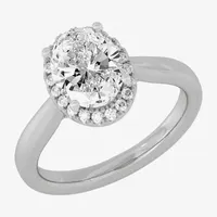 (H-I / Si1-Si2) Womens 2 1/4 CT. T.W. Lab Grown White Diamond 10K Gold Oval Halo Engagement Ring