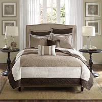 Madison Park Danville 7-Pc Quilt Set with Euro Shams and Throw Pillows