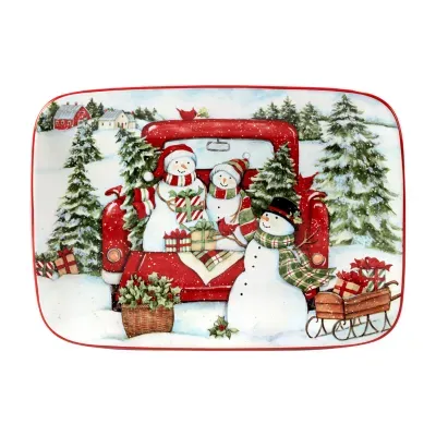 Certified International Red Truck Christmas Serving Platter