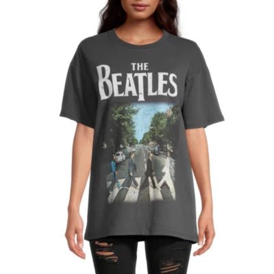 Juniors The Beatles Abbey Road Womens Crew Neck Short Sleeve Oversized Graphic T-Shirt