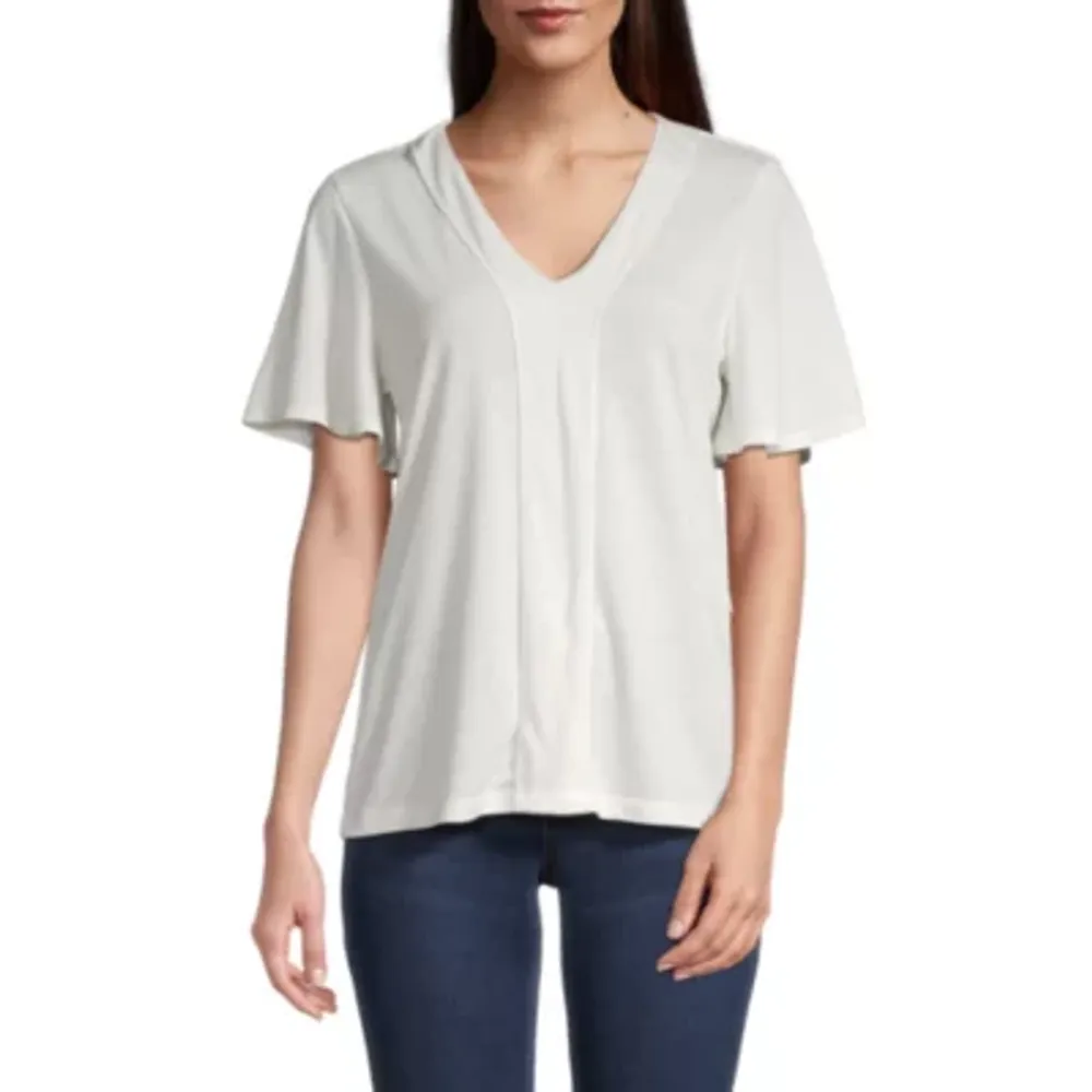 Liz Claiborne Womens Plus Crew Neck Short Sleeve T-Shirt