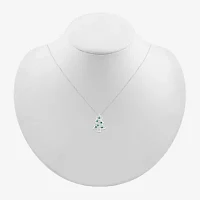 Christmas Tree Womens 1/10 CT. T.W. Lab Created Green Emerald Sterling Silver Pendant Necklace