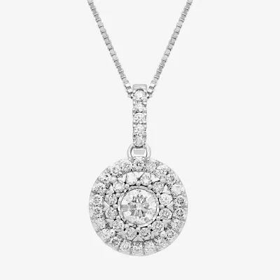 (H / I1) Diamond Blossom Womens 1 CT. T.W. Lab Grown White Diamond 10K White or Yellow Gold Round Pendant Necklace