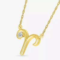 Unisex Adult Diamond Accent Natural White Diamond 10K Gold Pendant Necklace