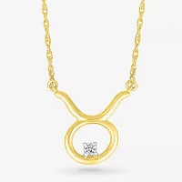 Unisex Adult Diamond Accent Natural White Diamond 10K Gold Pendant Necklace