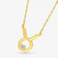 Unisex Adult Diamond Accent Natural White Diamond 10K Gold Pendant Necklace