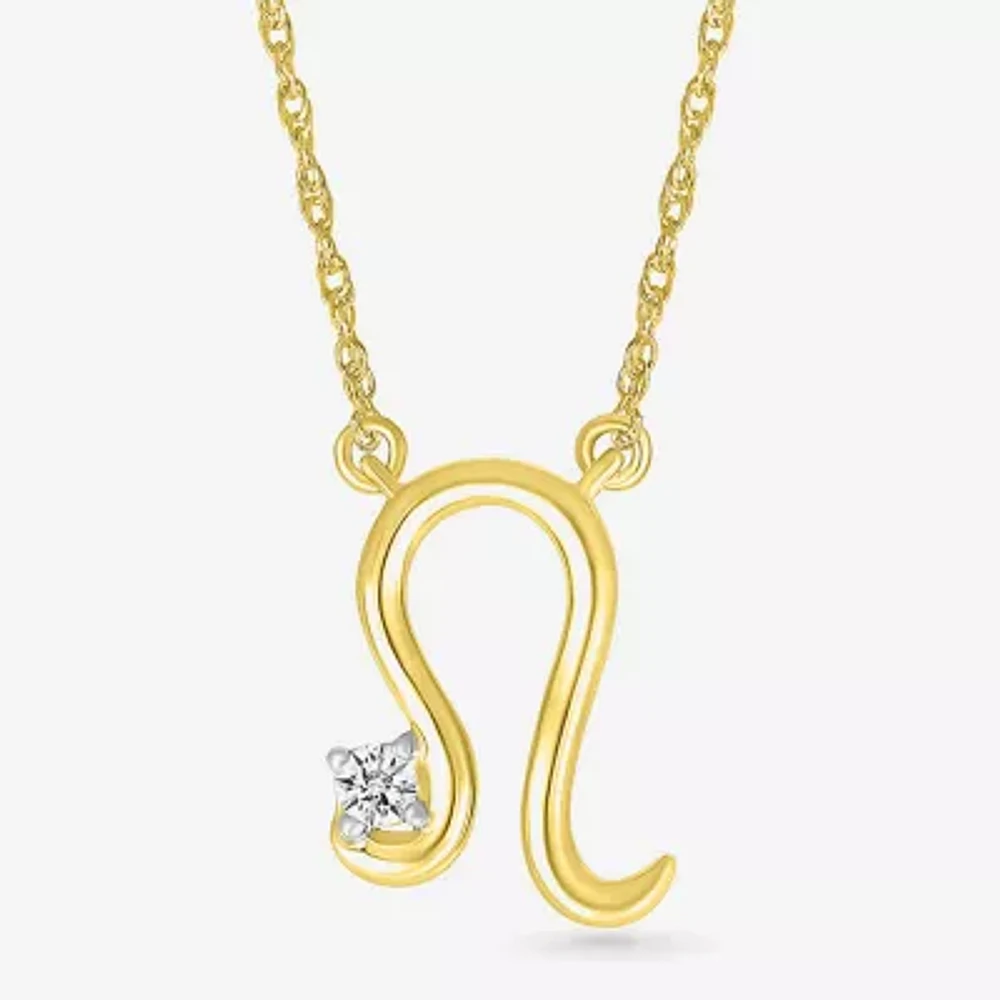Unisex Adult Diamond Accent Natural White Diamond 10K Gold Pendant Necklace