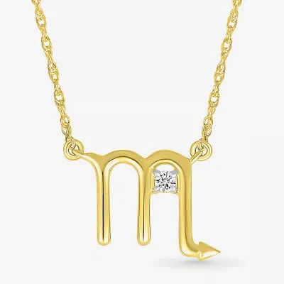 Womens Diamond Accent Natural White Diamond 10K Gold Pendant Necklace