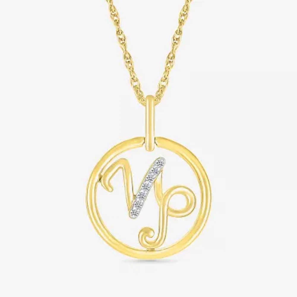 Womens Diamond Accent Natural White Diamond 14K Gold Pendant Necklace