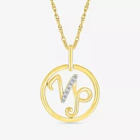Womens Diamond Accent Natural White Diamond 14K Gold Pendant Necklace
