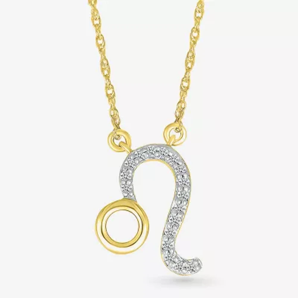 Unisex Adult Diamond Accent Natural White Diamond 10K Gold Pendant Necklace