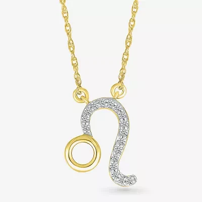 Unisex Adult Diamond Accent Natural White Diamond 10K Gold Pendant Necklace